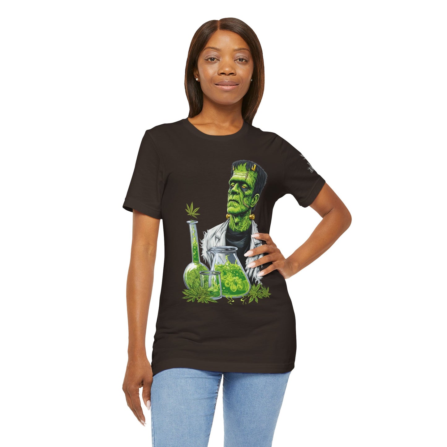 Frankenstein's Laboratory HIGH ROLLER Halloween Cannabis T-Shirt - Premium Monster Scientist 420 Experiment Apparel