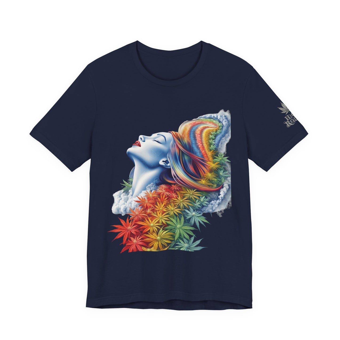Rainbow Bloom Tee - Premium Airlume Cotton Cannabis Culture Spectrum Goddess Art