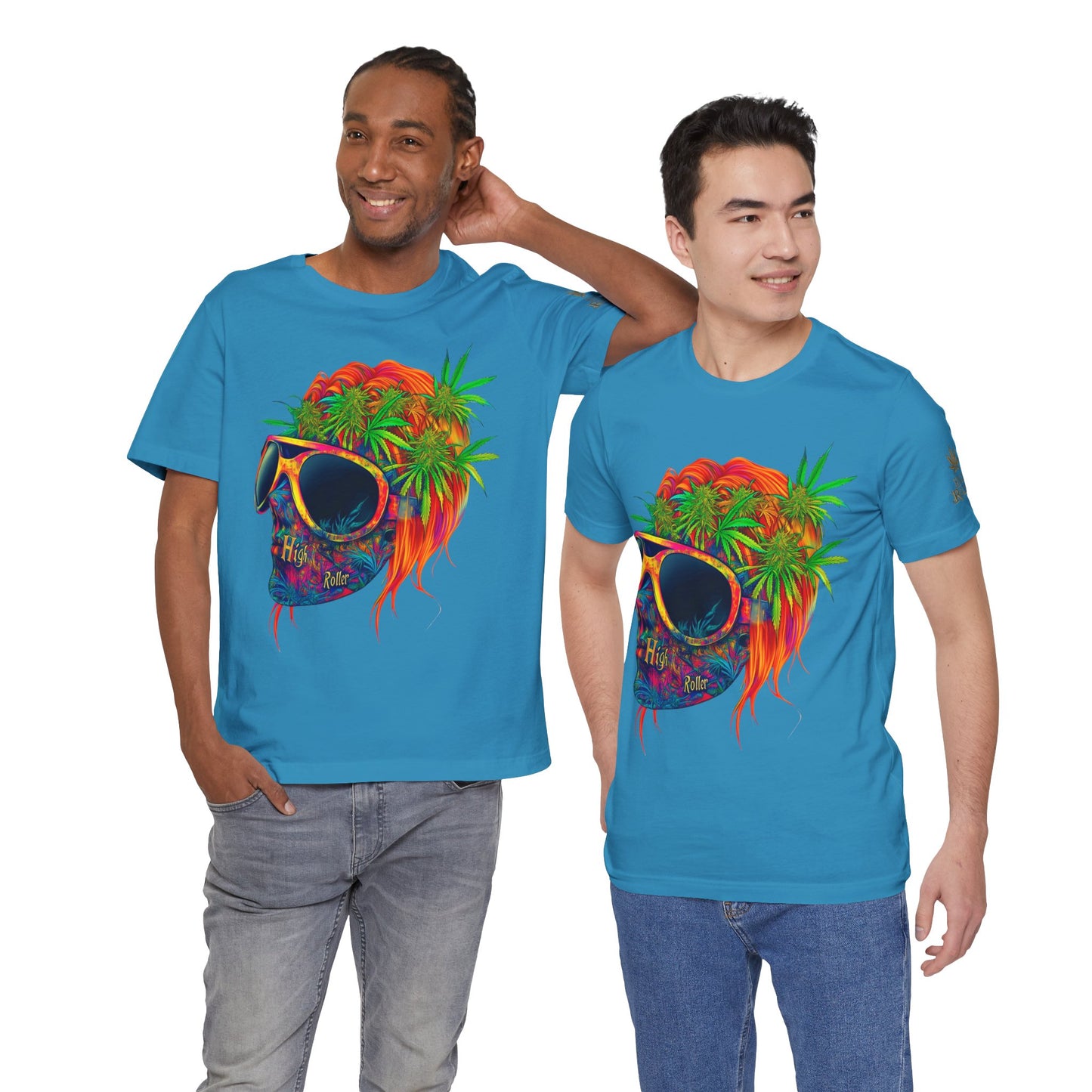 Tropical Cannabis Skull Tee - Paradise Vibes Art Design | High Roller