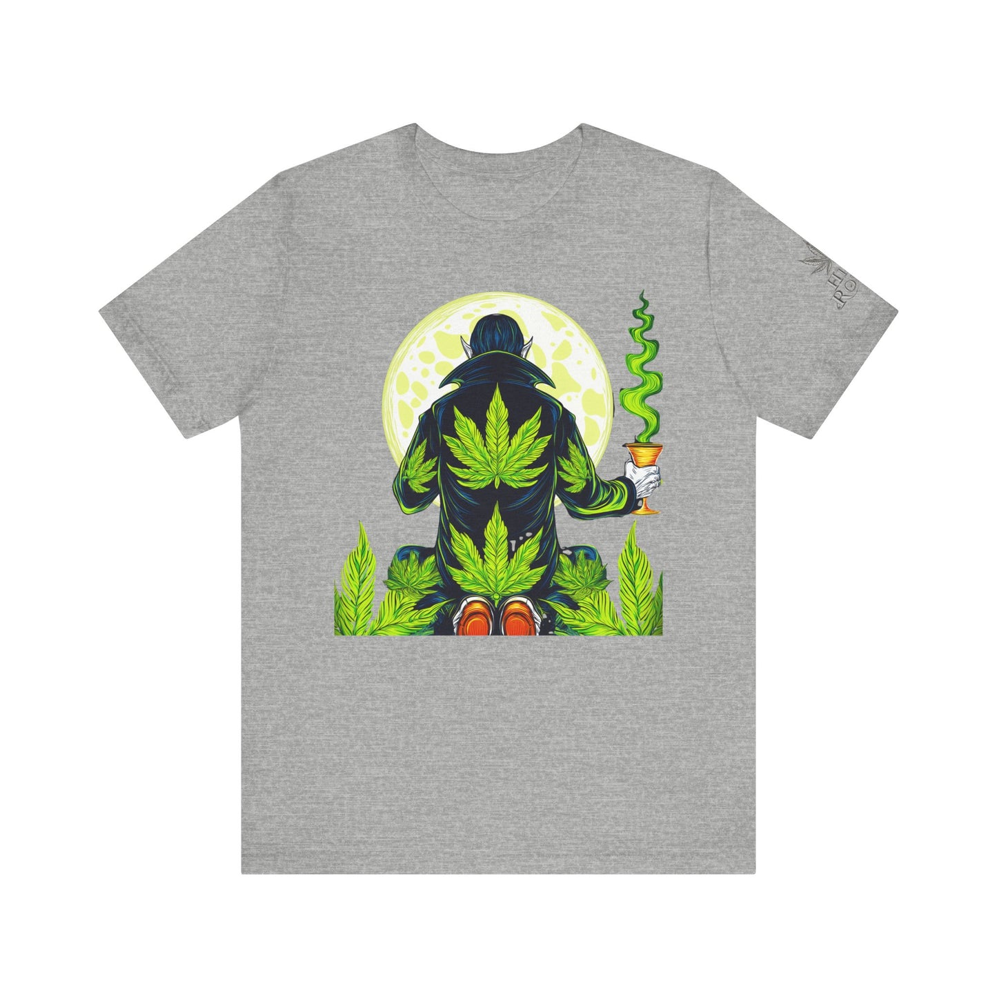 Luxury Gothic Cannabis Vampire T-Shirt - Premium Dark HIGH ROLLER Streetwear - Elevated Nocturnal 420 Fashion
