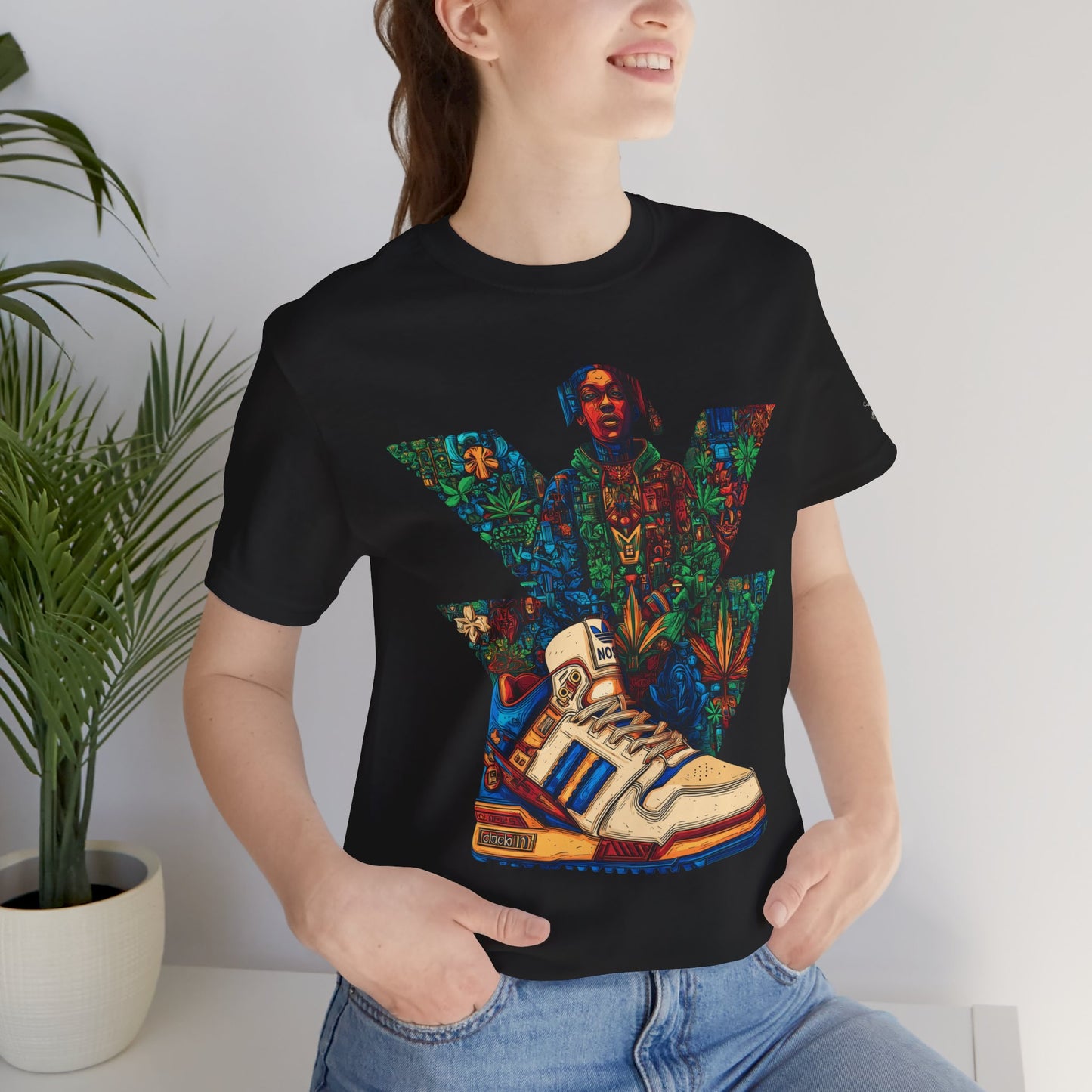 High Roller Trefoil Cannabis Sneaker T-Shirt - Premium 420 Hip-Hop Sneakerhead Street Culture Botanical Art Apparel