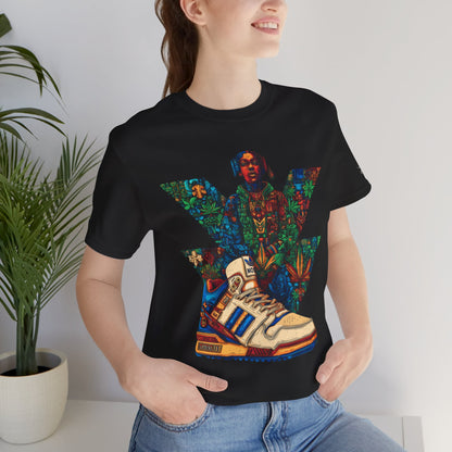 High Roller Trefoil Cannabis Sneaker T-Shirt - Premium 420 Hip-Hop Sneakerhead Street Culture Botanical Art Apparel