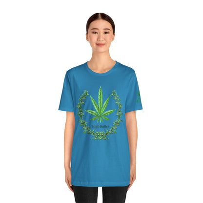 Cannabis Crest Wreath Tee - Botanical Elegance Art Design | High Roller