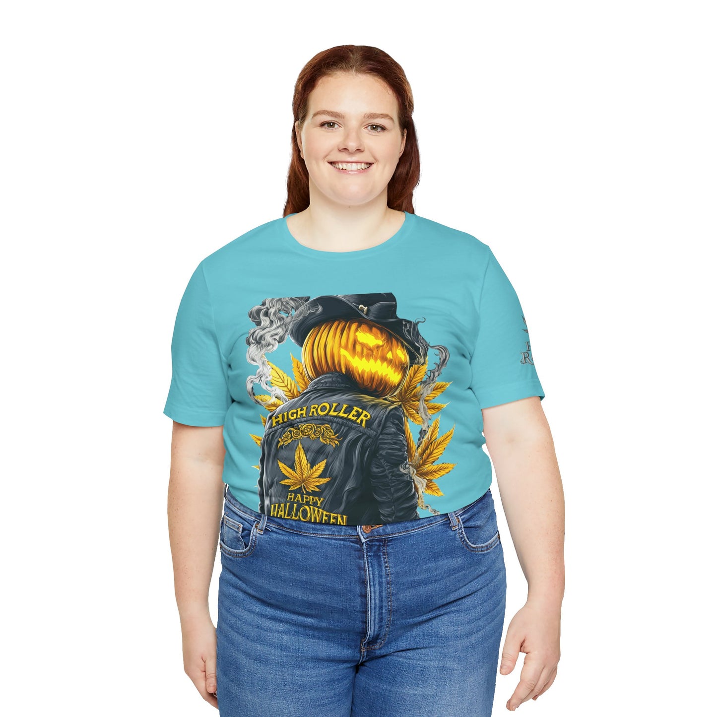 Halloween Witch Rider Cannabis T-Shirt - Premium Spooky 420 Biker Edition Apparel