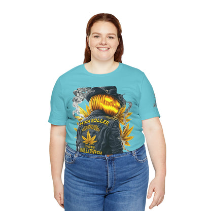 Halloween Witch Rider Cannabis T-Shirt - Premium Spooky 420 Biker Edition Apparel