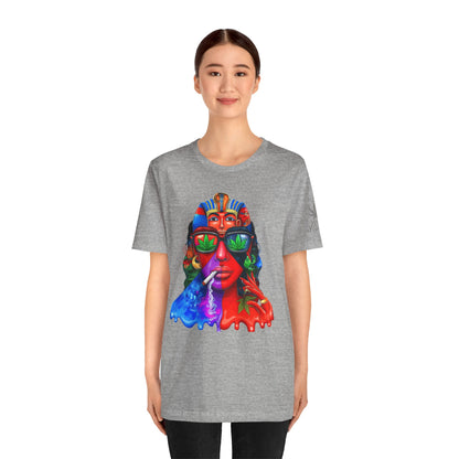 Pharaoh Vision Premium Cannabis Culture T-Shirt - Ancient Egyptian Royalty With Modern Cannabis Celebration And Psychedelic Split-Face Art