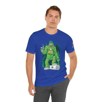 Bigfoot HIGH ROLLER Halloween Cannabis Forest T-Shirt - Premium Sasquatch Lifestyle Legend 420 Apparel