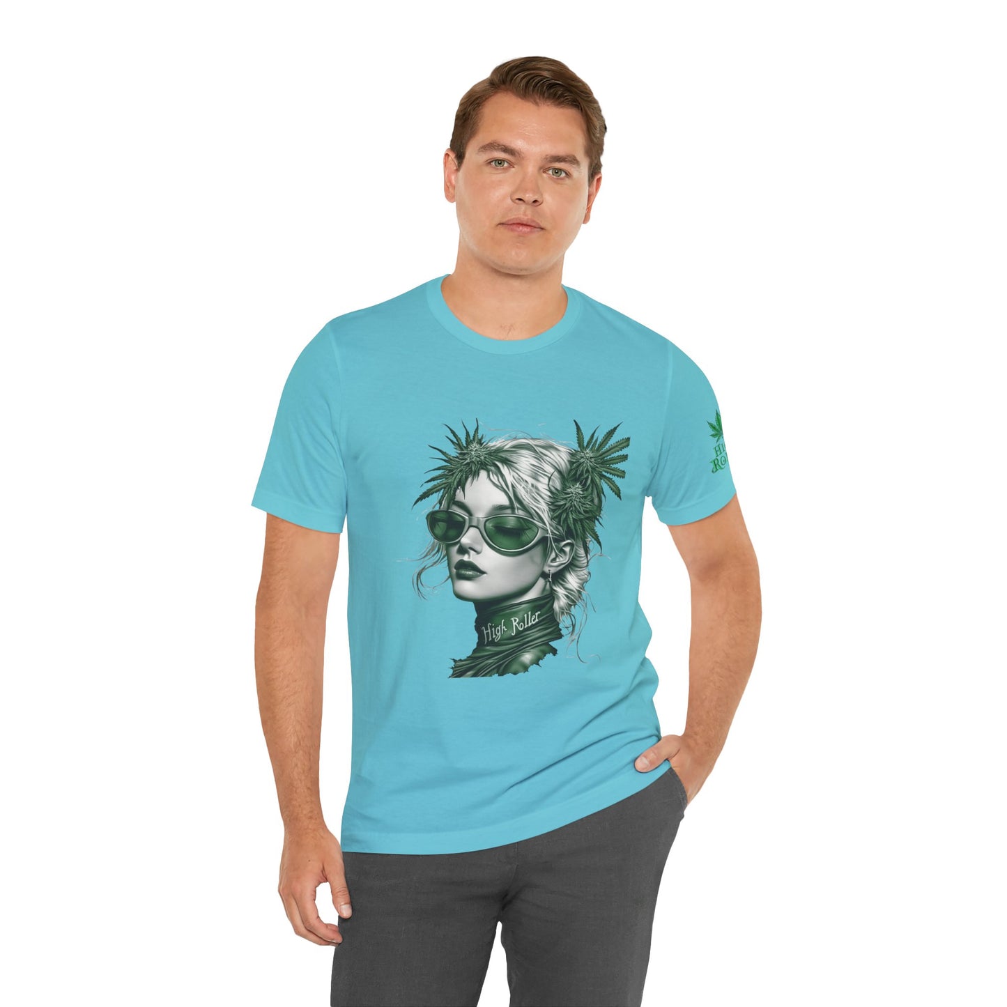 Green Queen T-Shirt - Premium Airlume Cotton Cannabis Crown Portrait Art Tee