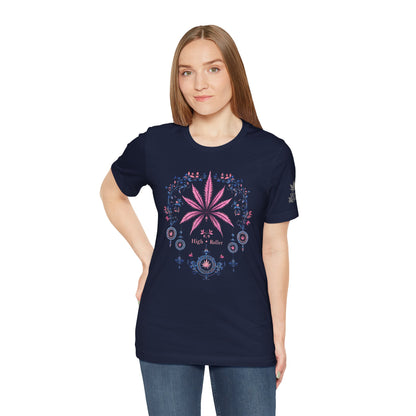 Bohemian Cannabis Mandala Tee - Floral Folk Art Design | High Roller