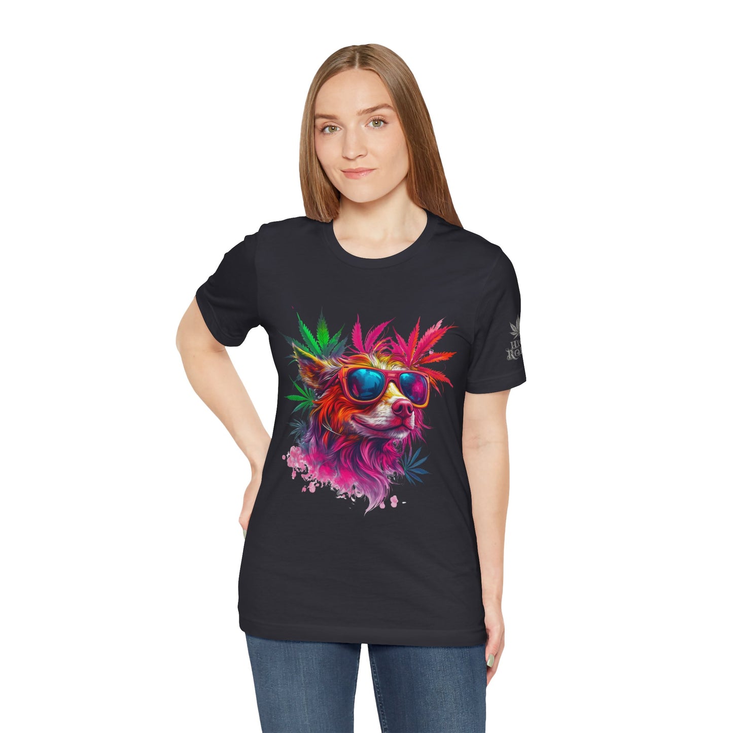 Spectrum Pup Tee - Premium Airlume Cotton Cannabis Culture Psychedelic Dog Art