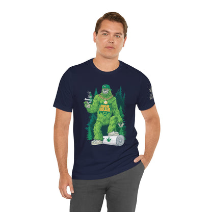 Bigfoot HIGH ROLLER Halloween Cannabis Forest T-Shirt - Premium Sasquatch Lifestyle Legend 420 Apparel