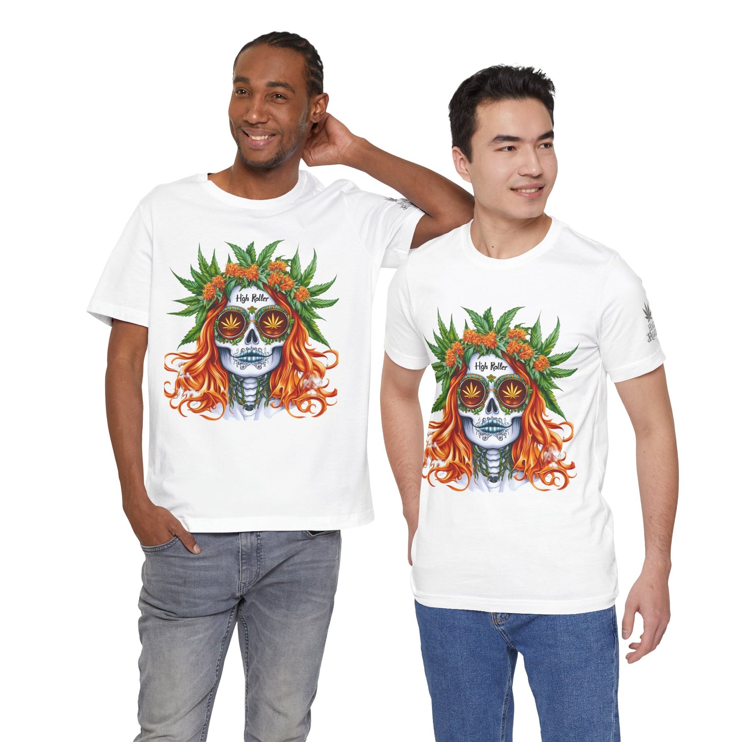 Sugar Skull Goddess Tee - Premium Airlume Cotton Cannabis Culture Day of Dead Art