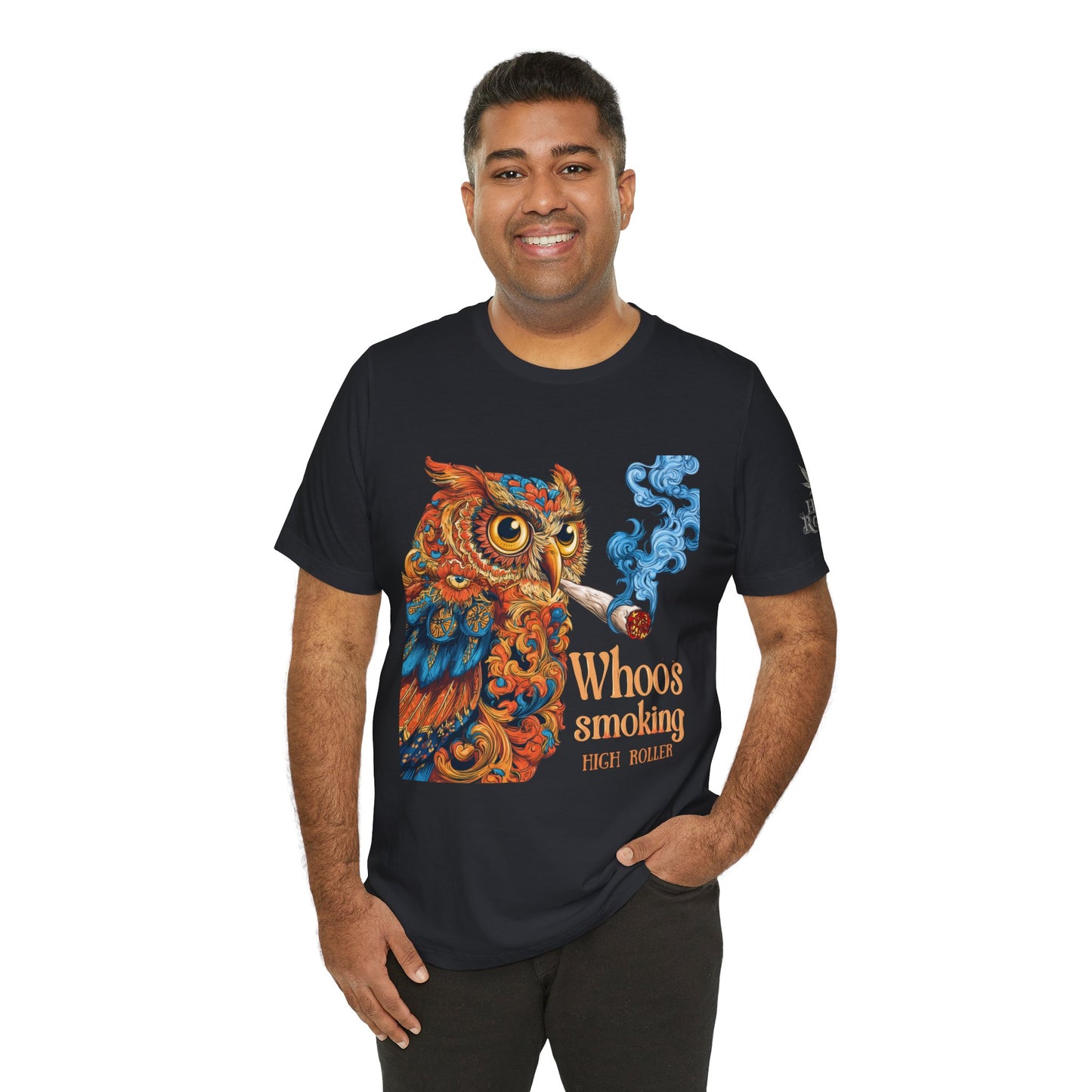 Whoos Smoking Owl Tee - Wise Cannabis Art Design | High Roller