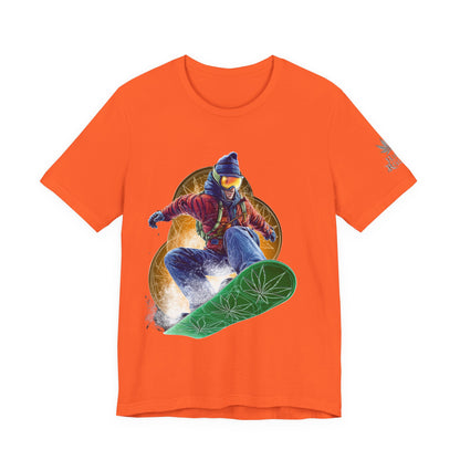 High Roller Snowboard Cannabis T-Shirt - Premium 420 Winter Sports Action Shred Mountain Lifestyle Apparel