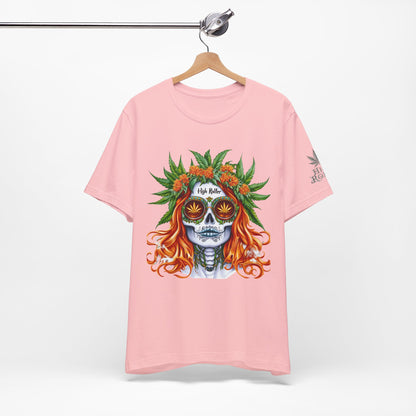 Sugar Skull Goddess Tee - Premium Airlume Cotton Cannabis Culture Day of Dead Art