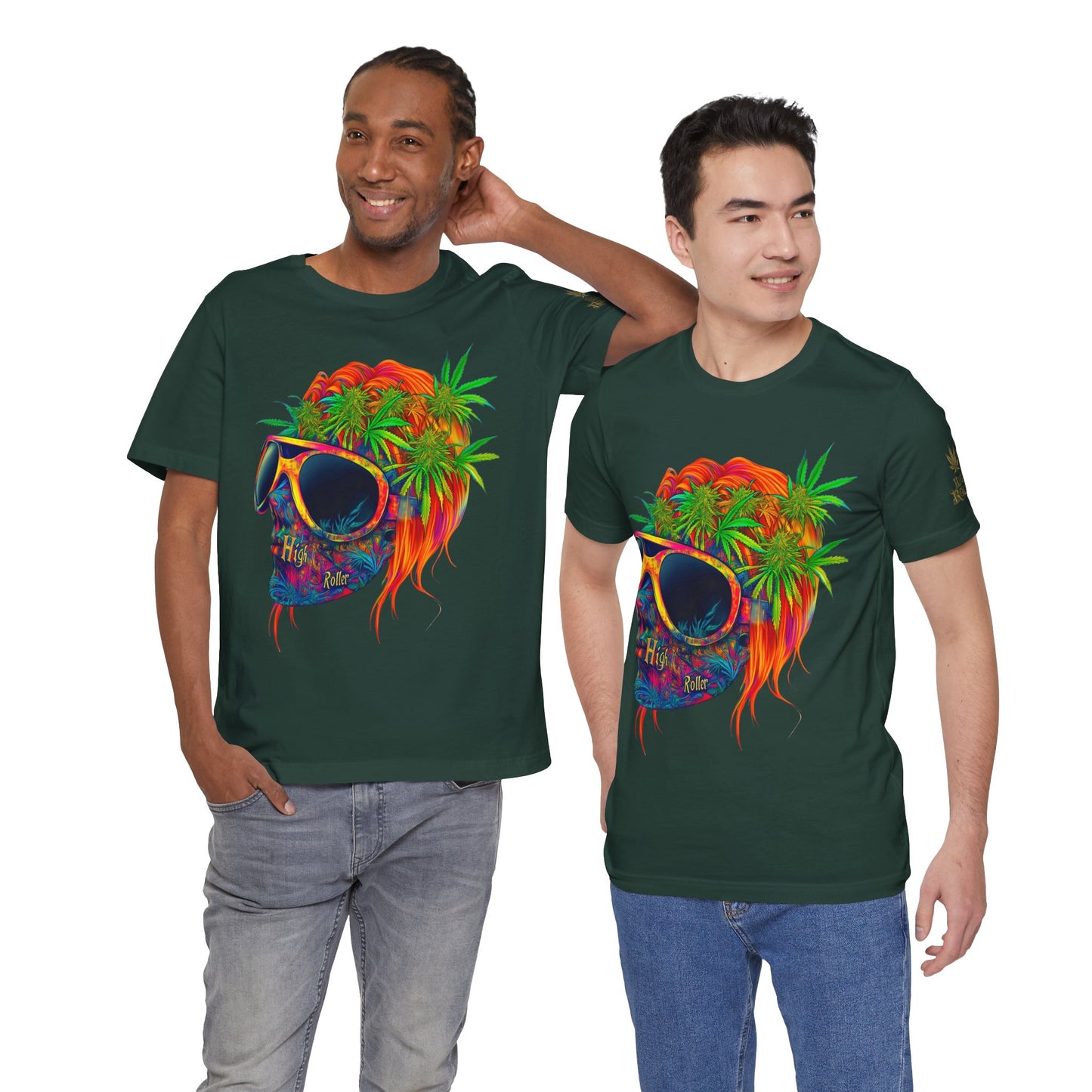 Tropical Cannabis Skull Tee - Paradise Vibes Art Design | High Roller