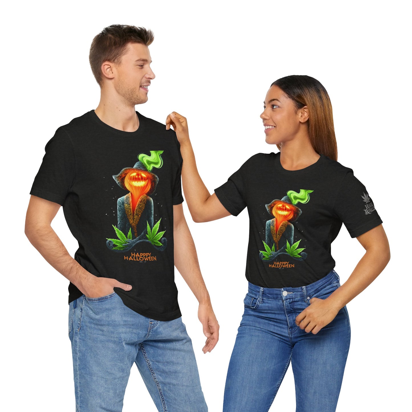 Victorian Pumpkin Gentleman HIGH ROLLER Halloween Cannabis T-Shirt - Premium Jack-o'-Lantern Aristocrat Meditation 420 Apparel