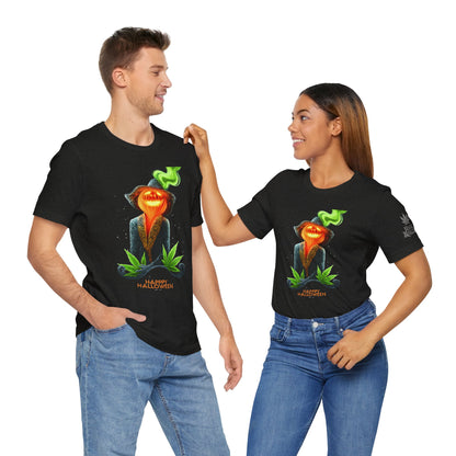 Victorian Pumpkin Gentleman HIGH ROLLER Halloween Cannabis T-Shirt - Premium Jack-o'-Lantern Aristocrat Meditation 420 Apparel