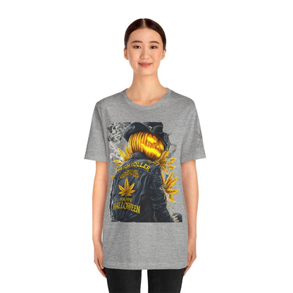 Halloween Witch Rider Cannabis T-Shirt - Premium Spooky 420 Biker Edition Apparel