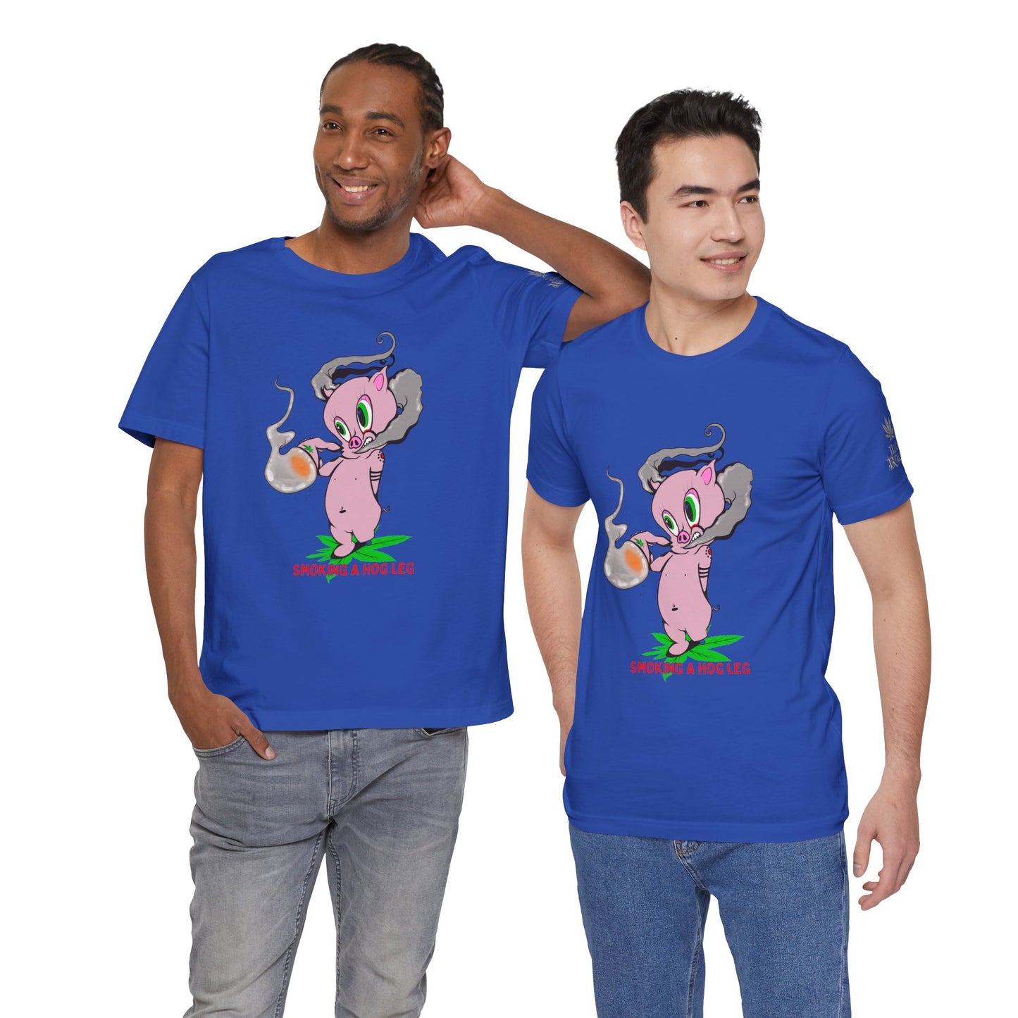 Smoking Hog Leg Pink Pig Tee - Premium Airlume Cotton Cannabis Culture Art