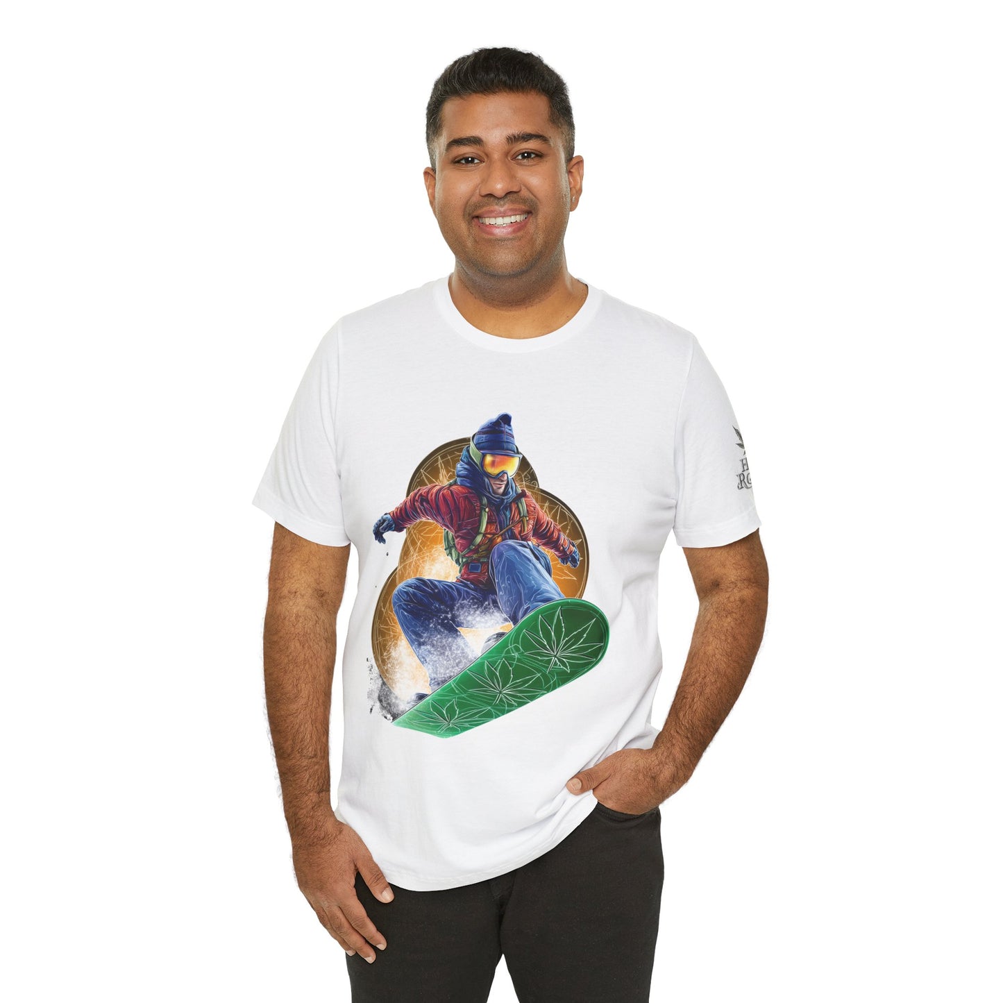 High Roller Snowboard Cannabis T-Shirt - Premium 420 Winter Sports Action Shred Mountain Lifestyle Apparel