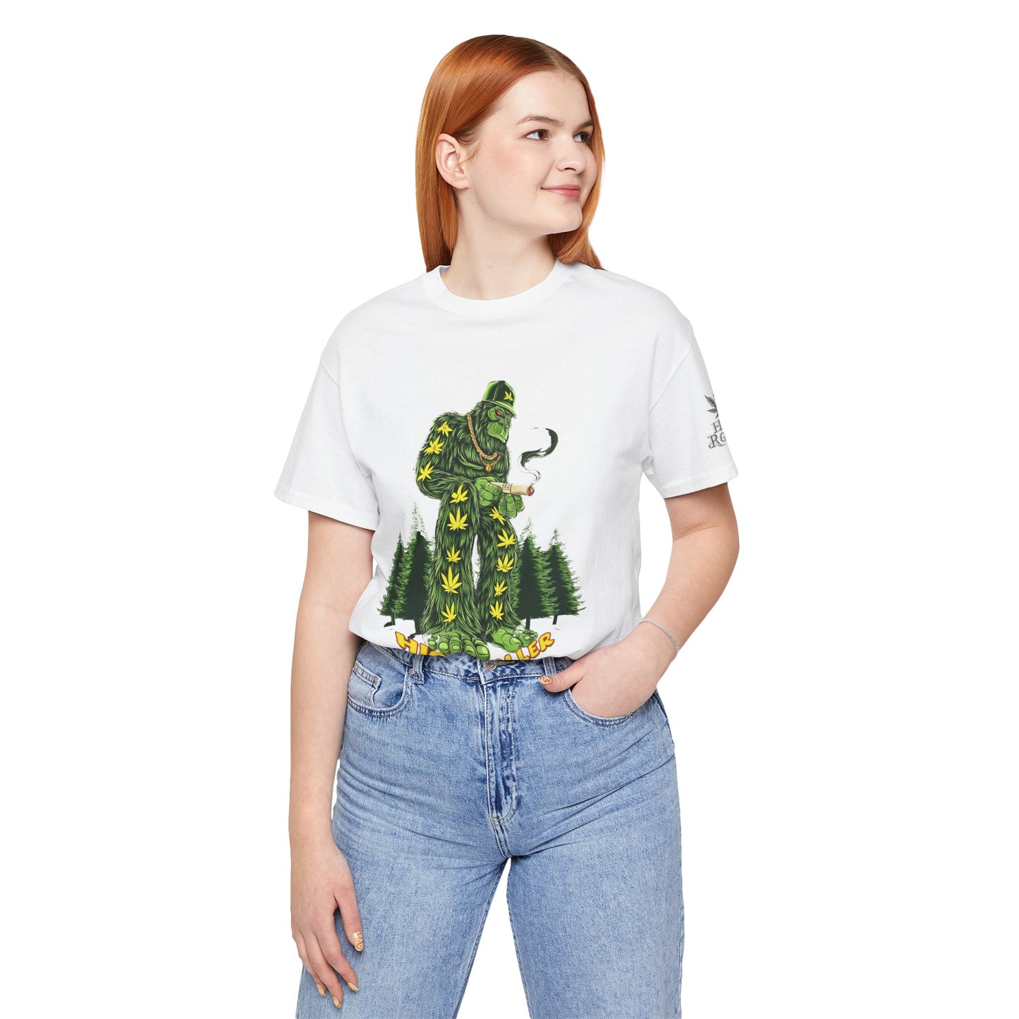 Cannabis Sasquatch Forest King T-Shirt - Premium Bigfoot 420 Lifestyle Apparel"