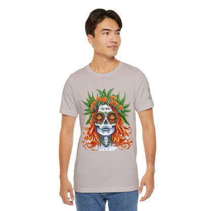 Sugar Skull Goddess Tee - Premium Airlume Cotton Cannabis Culture Day of Dead Art