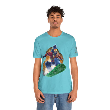 High Roller Snowboard Cannabis T-Shirt - Premium 420 Winter Sports Action Shred Mountain Lifestyle Apparel