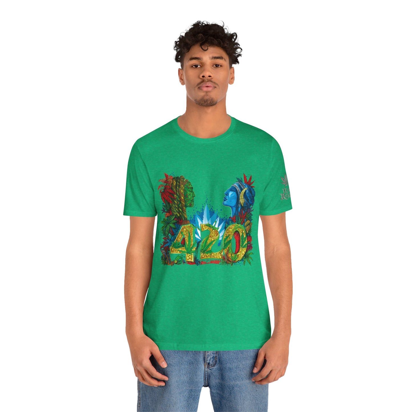 420 Celebration Premium Cannabis Culture T-Shirt - Dual Profile Art With Nature Elements And Bold 420 Typography