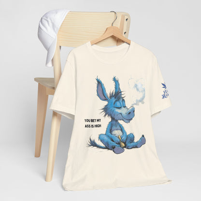 Blue Donkey Tee - Premium Airlume Cotton Cannabis Culture Humor Cartoon Art