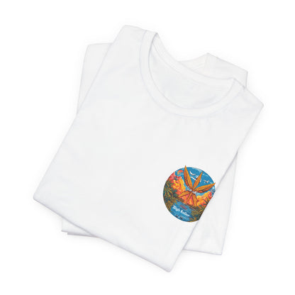 Cannabis Paradise Circle Tee - Tropical Sunset Art Design | High Roller