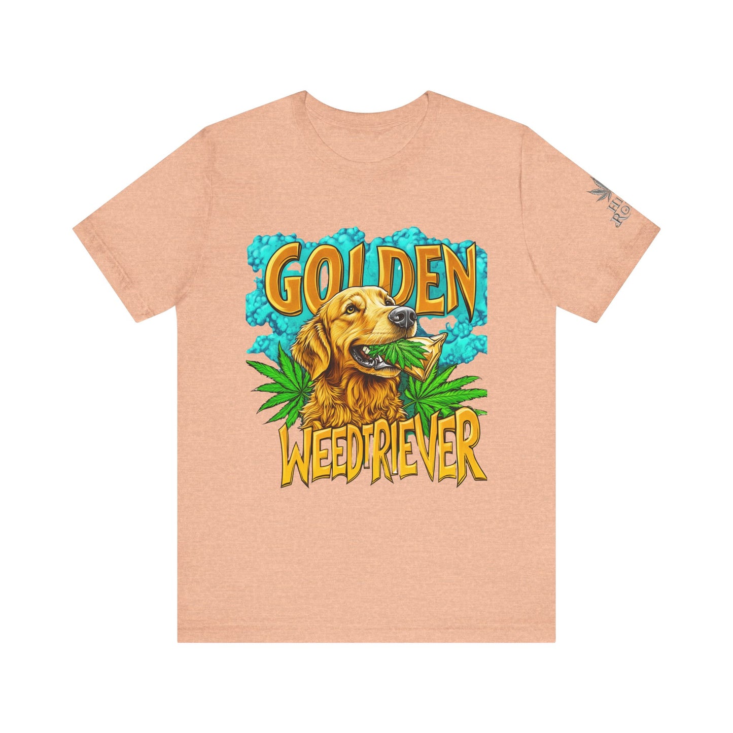 High Roller Golden Weedtriever Cannabis T-Shirt - Premium 420 Dog Lover Humor Golden Retriever Pun Comedy Pet Culture Apparel