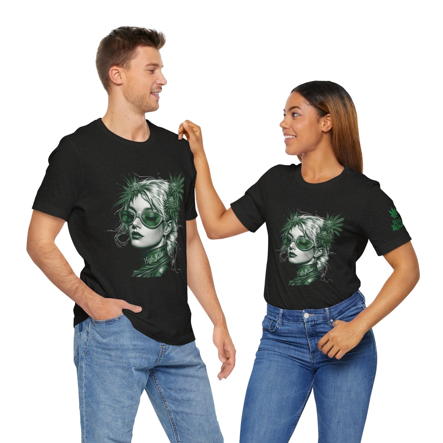 Green Queen T-Shirt - Premium Airlume Cotton Cannabis Crown Portrait Art Tee