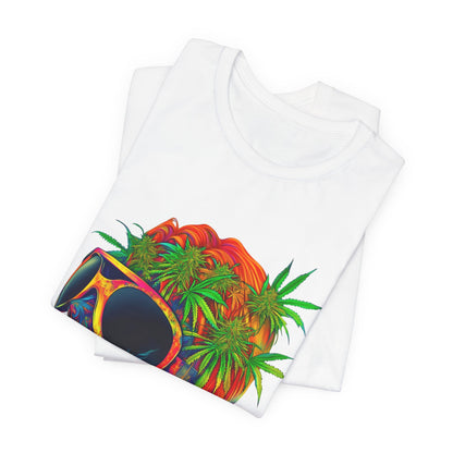Tropical Cannabis Skull Tee - Paradise Vibes Art Design | High Roller