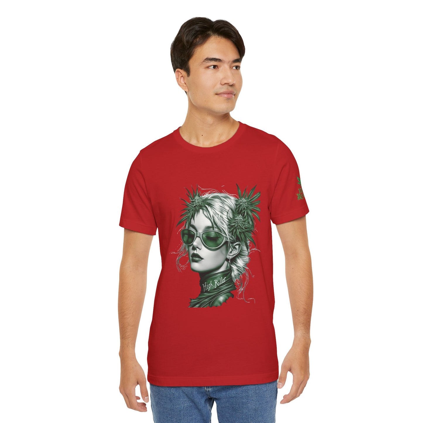 Green Queen T-Shirt - Premium Airlume Cotton Cannabis Crown Portrait Art Tee