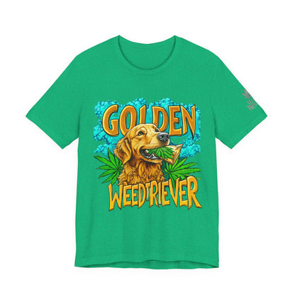 High Roller Golden Weedtriever Cannabis T-Shirt - Premium 420 Dog Lover Humor Golden Retriever Pun Comedy Pet Culture Apparel