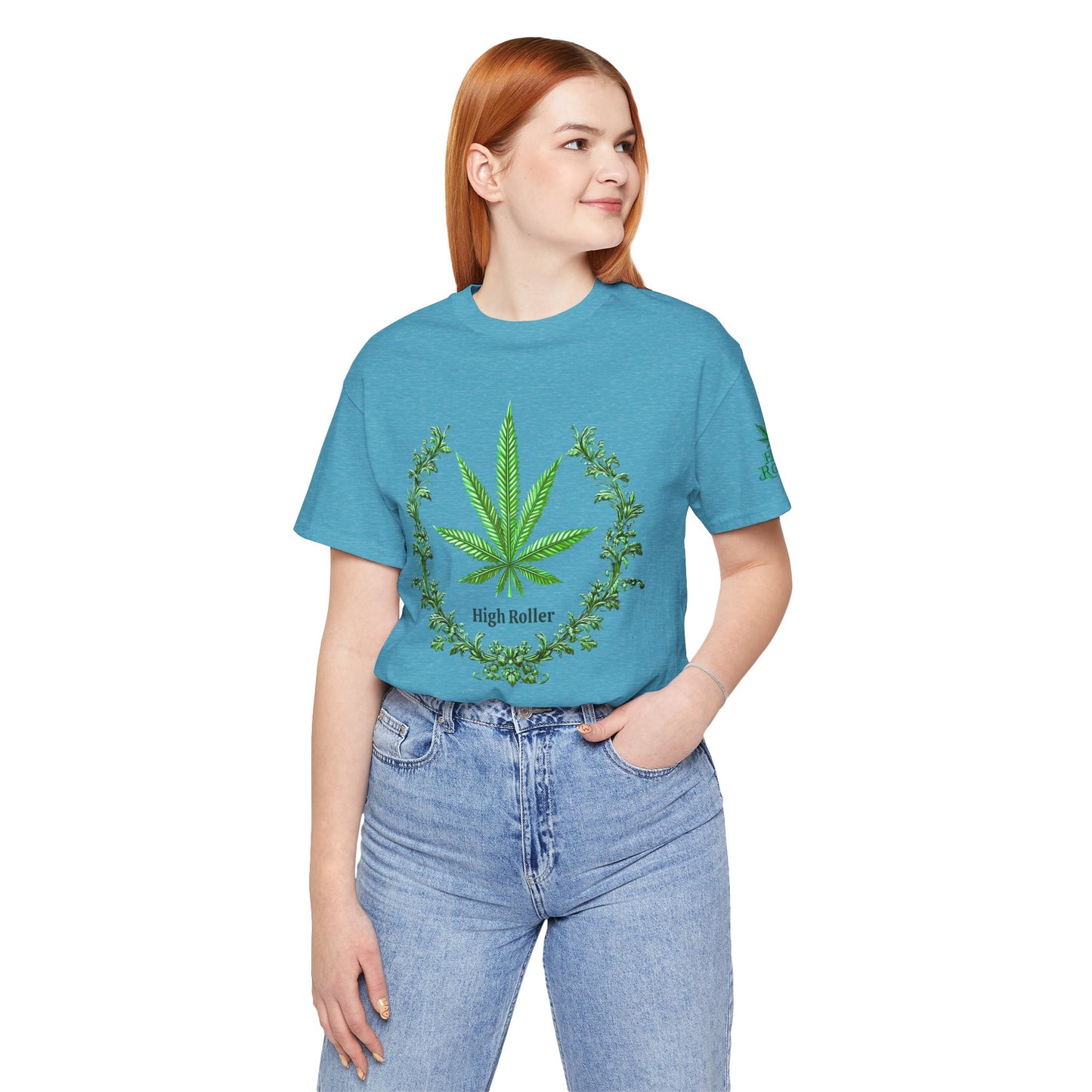 Cannabis Crest Wreath Tee - Botanical Elegance Art Design | High Roller