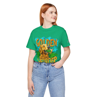 High Roller Golden Weedtriever Cannabis T-Shirt - Premium 420 Dog Lover Humor Golden Retriever Pun Comedy Pet Culture Apparel