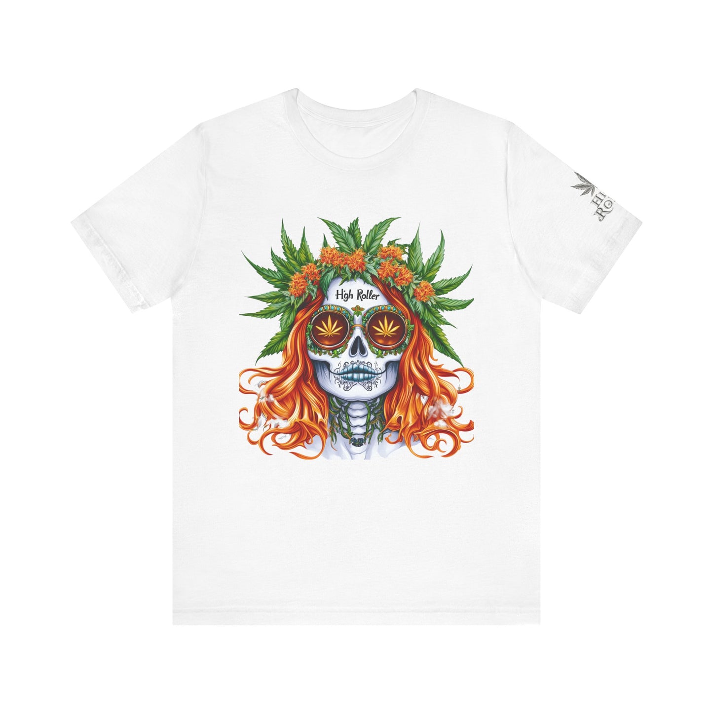 Sugar Skull Cannabis Tee - Day of Dead Art Design | High Roller