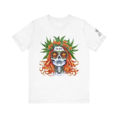 Sugar Skull Cannabis Tee - Day of Dead Art Design | High Roller