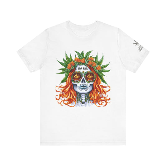 Sugar Skull Cannabis Tee - Day of Dead Art Design | High Roller