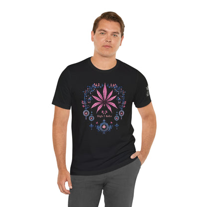 Bohemian Cannabis Mandala Tee - Floral Folk Art Design | High Roller