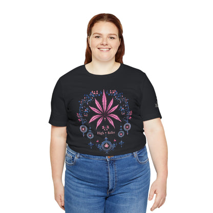 Bohemian Cannabis Mandala Tee - Floral Folk Art Design | High Roller