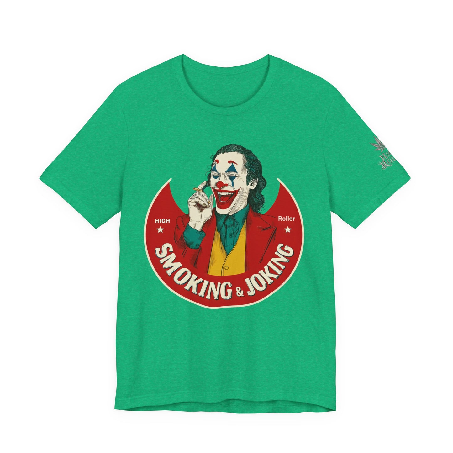 High Roller Villain T-Shirt - Premium Airlume Cotton Cannabis Joker Badge Art Tee