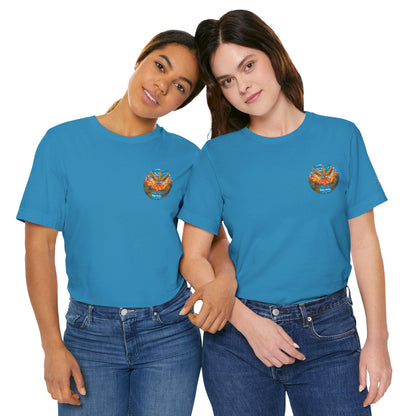 Cannabis Paradise Circle Tee - Tropical Sunset Art Design | High Roller