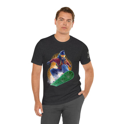 High Roller Snowboard Cannabis T-Shirt - Premium 420 Winter Sports Action Shred Mountain Lifestyle Apparel