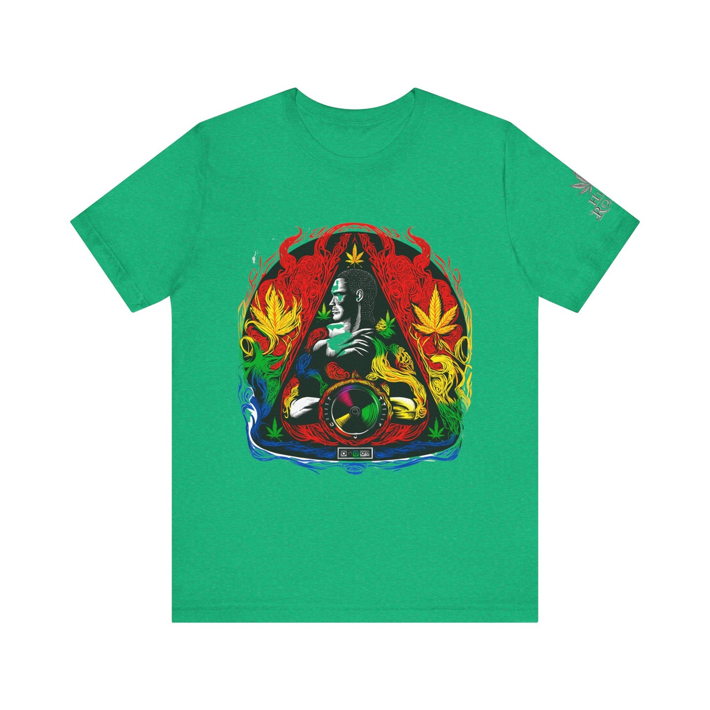 High Roller Sacred Buddha Cannabis T-Shirt - Premium 420 Spiritual Meditation Enlightenment Botanical Artistry Apparel