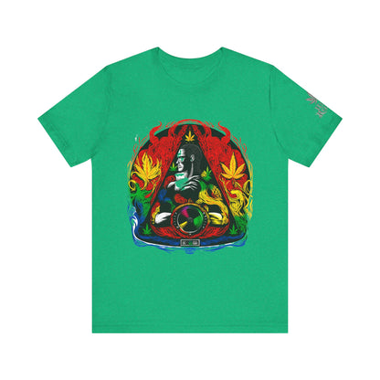 High Roller Sacred Buddha Cannabis T-Shirt - Premium 420 Spiritual Meditation Enlightenment Botanical Artistry Apparel