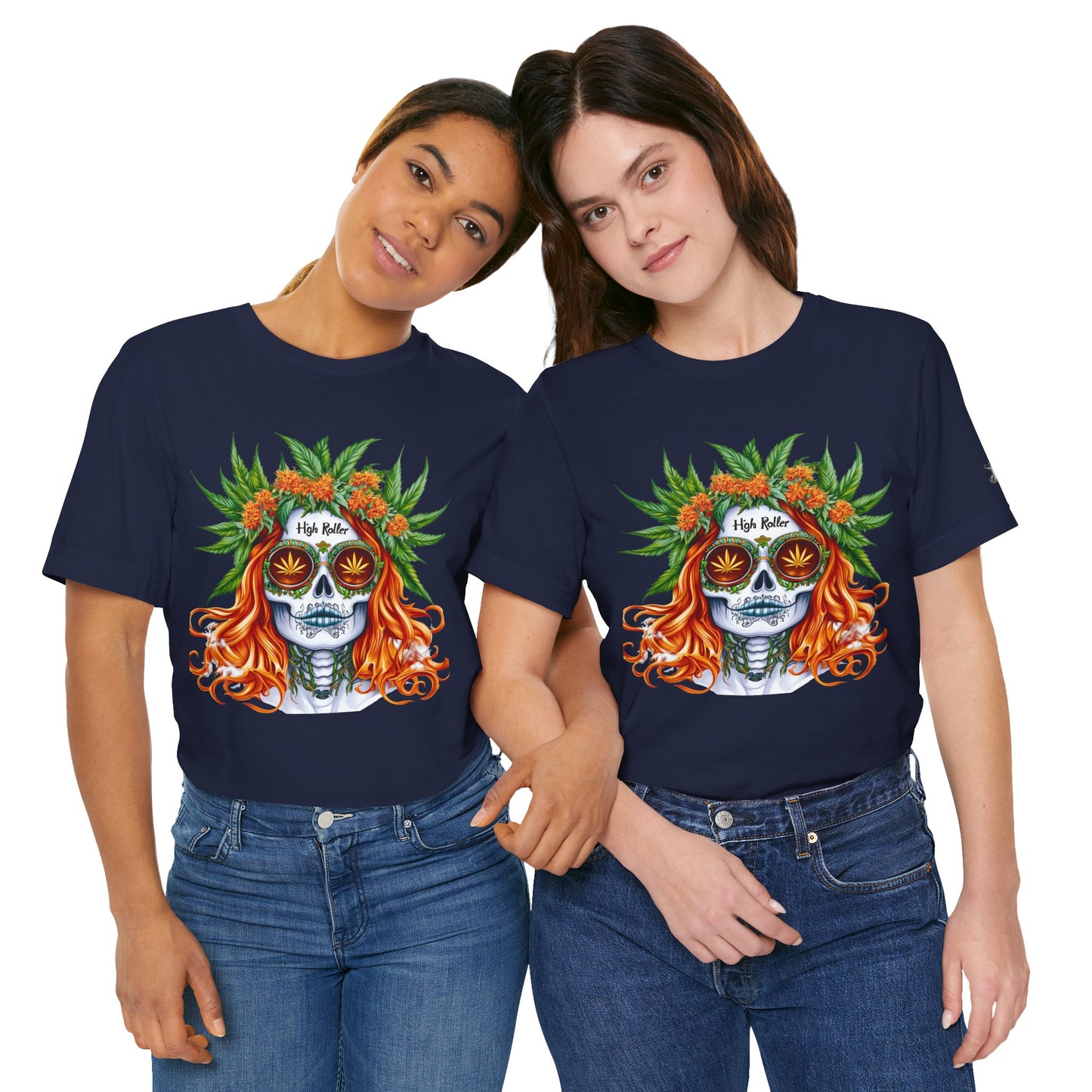 Sugar Skull Goddess Tee - Premium Airlume Cotton Cannabis Culture Day of Dead Art