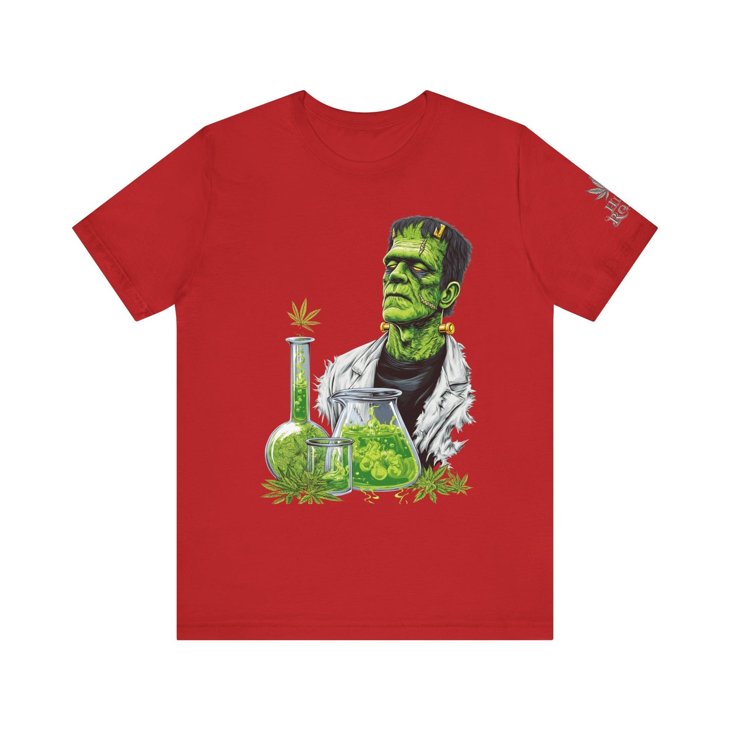 Frankenstein's Laboratory HIGH ROLLER Halloween Cannabis T-Shirt - Premium Monster Scientist 420 Experiment Apparel